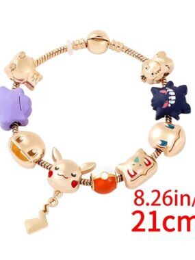 Gold Plated Pokémon Themed Charm Bracelet 21cm